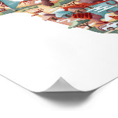 アフリカの地図の野生生物と文化コラージュのポスター ポスター (角)