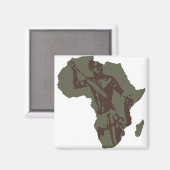 アフリカの地図アフリカの戦士のアートワーク マグネット (正面/裏面)