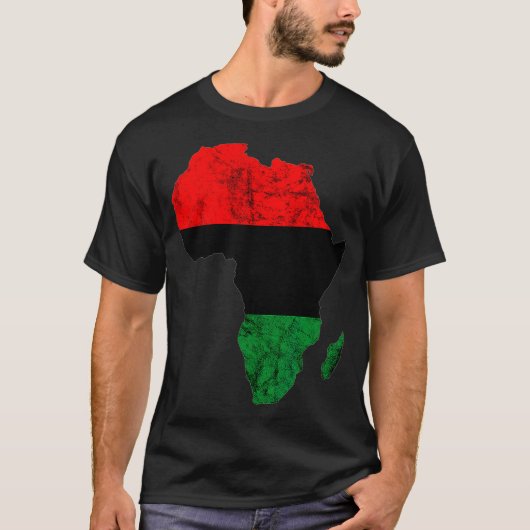 アフリカの地図パンアフリカプライドUNIA国旗ブラックリバー Tシャツ (正面)