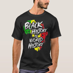 アフリカの地図旗色黒の歴史世界史 Tシャツ