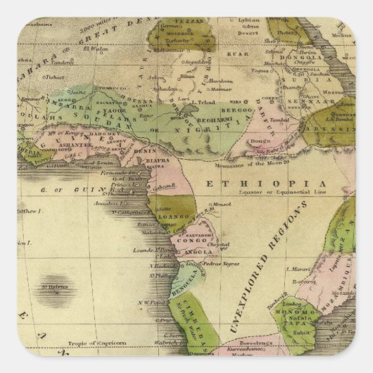 アフリカの地図 スクエアシール (正面)