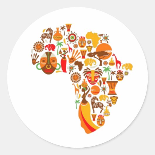 アフリカの地図 ラウンドシール (正面)