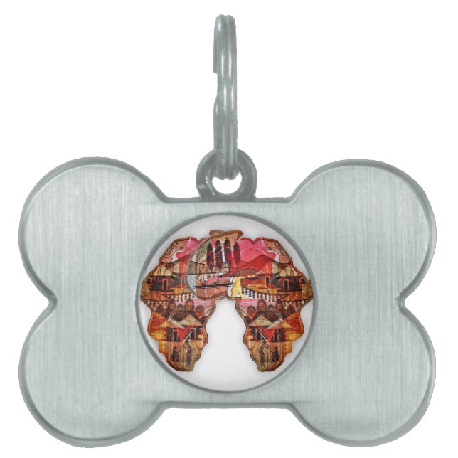 アフリカの地図：文化で季節をお祝いしよう ペットネームタグ (正面)