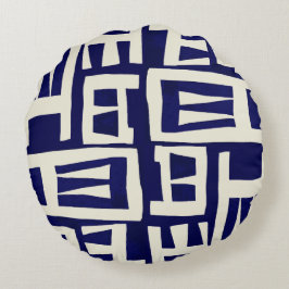 アフリカの地図 – 海軍アイボリー ラウンドクッション