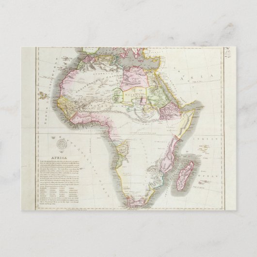 アフリカの地図， 1821 ポストカード (正面)