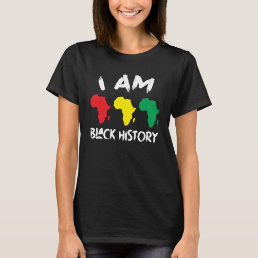 アフリカの地図I Am Black History 1 Tシャツ (正面)