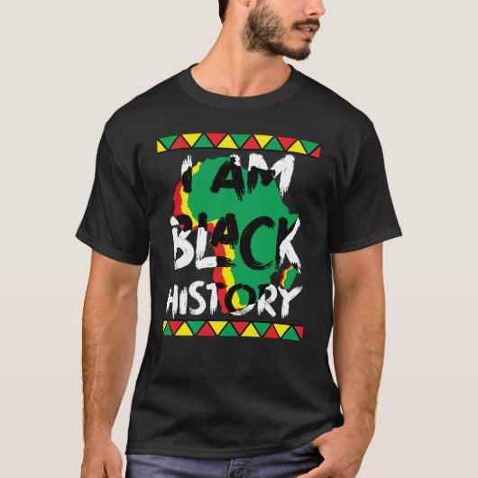 アフリカの地図I Am Black History Tシャツ (正面)