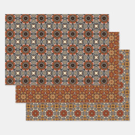 アフリカの地球のシームレスな民族パターンセット3 ラッピングペーパーシート