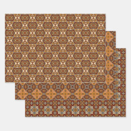 アフリカの地球のシームレスな民族パターンセット7 ラッピングペーパーシート