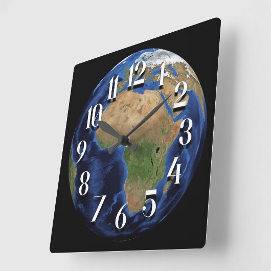 アフリカの壁時計の惑星地球衛星画像 スクエア壁時計 (傾斜)