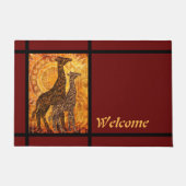 アフリカの夏のキリン + あなたのアイディア ドアマット (正面)