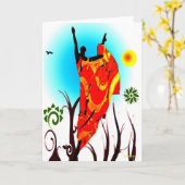 アフリカの夏のダンス カード (黄色い花)