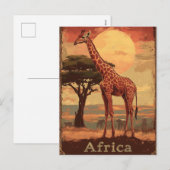 アフリカの夕日とキリン – ヴィンテージ旅行ポスター シーズンポストカード (正面/裏面)