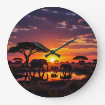 アフリカの夕日マジェスティ ウォールクロック