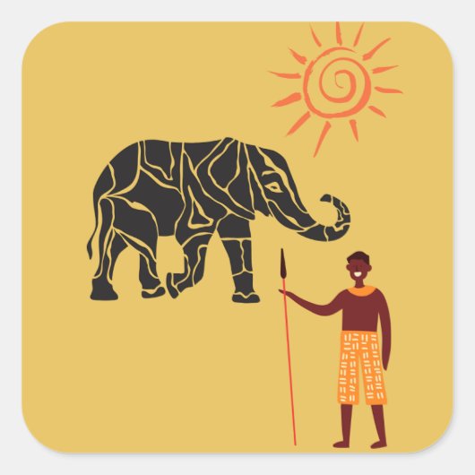 アフリカの夕日。 スクエアシール (正面)