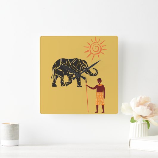 アフリカの夕日。 スクエア壁時計 (ホーム)