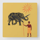 アフリカの夕日。 スクエア壁時計 (正面)