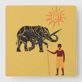 アフリカの夕日。 スクエア壁時計