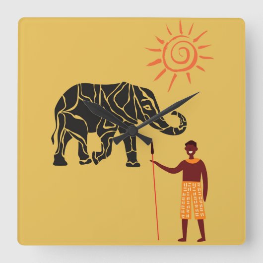 アフリカの夕日。 スクエア壁時計 (正面)