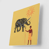 アフリカの夕日。 スクエア壁時計 (傾斜)