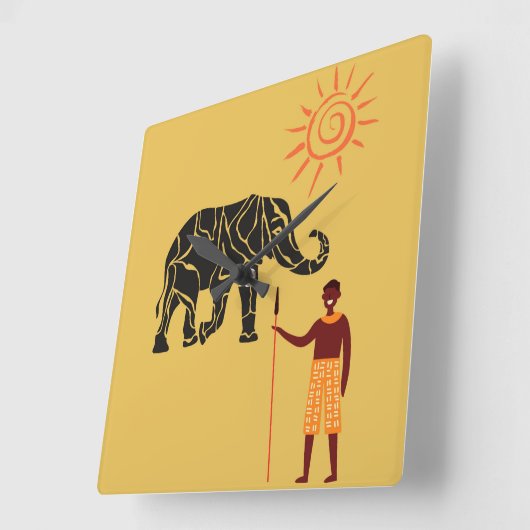 アフリカの夕日。 スクエア壁時計 (傾斜)