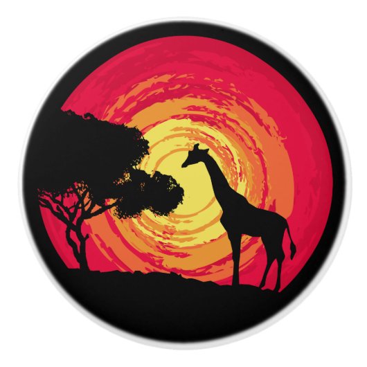 アフリカの夕日 セラミックノブ (正面)