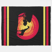 アフリカの夕日 フリースブランケット (正面(横))