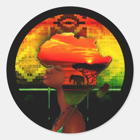 アフリカの夕日 ラウンドシール (正面)