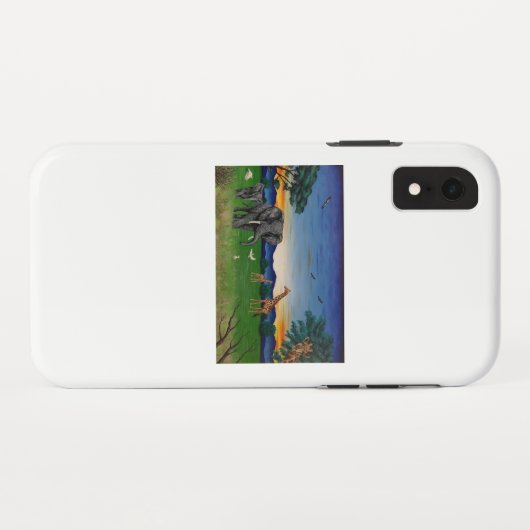 「アフリカの夕日」象のキリンアートフォンケース Case-Mate iPhoneケース (裏面(横))