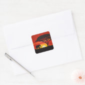 アフリカの夕焼けの一頭象 スクエアシール (封筒)