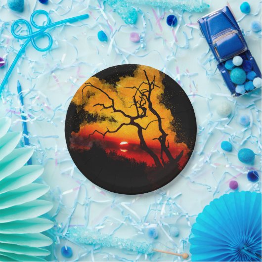 アフリカの夜空の夕日 ペーパープレート (パーティー)