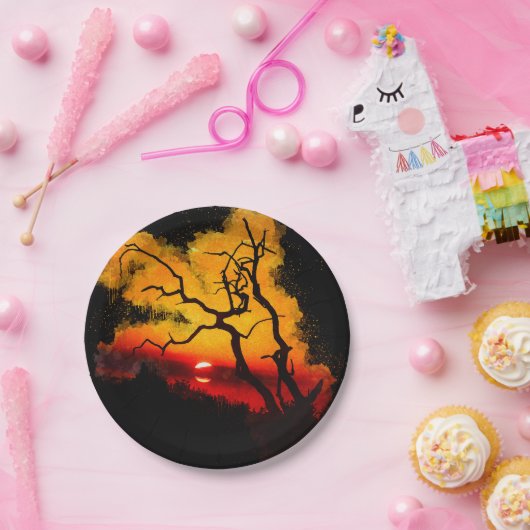 アフリカの夜空の夕日 ペーパープレート (パーティー)