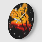 アフリカの夜空の夕日 ラージ壁時計 (傾斜)