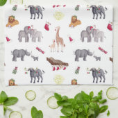 アフリカの大きな5匹のクリスマス動物 キッチンタオル (折り畳み)