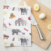 アフリカの大きな5匹のクリスマス動物 キッチンタオル (四つ折り)