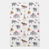 アフリカの大きな5匹のクリスマス動物 キッチンタオル (縦)