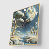 アフリカの天の夜空の下でキリン スクエア壁時計 (傾斜)