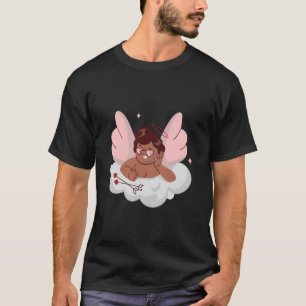 アフリカの天使 黒人のキューピッド ハッピー バレンタイン Tシャツ