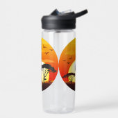 アフリカの太陽に輝くアフリカの美しい女性のシルエット ウォーターボトル (左面)