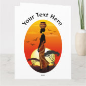 アフリカの太陽に輝くアフリカの美しい女性のシルエット カード (裏面)