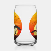 アフリカの太陽に輝くアフリカの美しい女性のシルエット ガラス缶 (右)