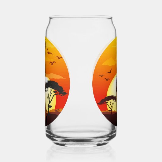 アフリカの太陽に輝くアフリカの美しい女性のシルエット ガラス缶 (右)