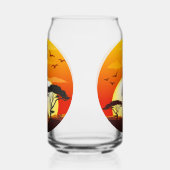 アフリカの太陽に輝くアフリカの美しい女性のシルエット ガラス缶 (左)