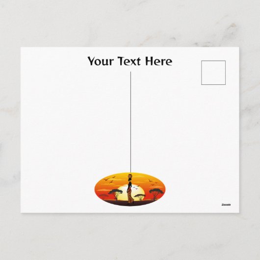 アフリカの太陽に輝くアフリカの美しい女性のシルエット シーズンポストカード (裏面)