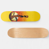 アフリカの太陽に輝くアフリカの美しい女性のシルエット スケートボード (横)