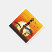 アフリカの太陽に輝くアフリカの美しい女性のシルエット スタンダードカクテルナプキン (角)