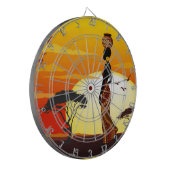 アフリカの太陽に輝くアフリカの美しい女性のシルエット ダーツボード (正面左)