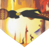 アフリカの太陽に輝くアフリカの美しい女性のシルエット テーブルクロス (アングル)