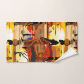 アフリカの太陽に輝くアフリカの美しい女性のシルエット バスタオルセット (ハンドタオル)