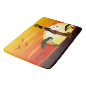 アフリカの太陽に輝くアフリカの美しい女性のシルエット バスマット (アングル)